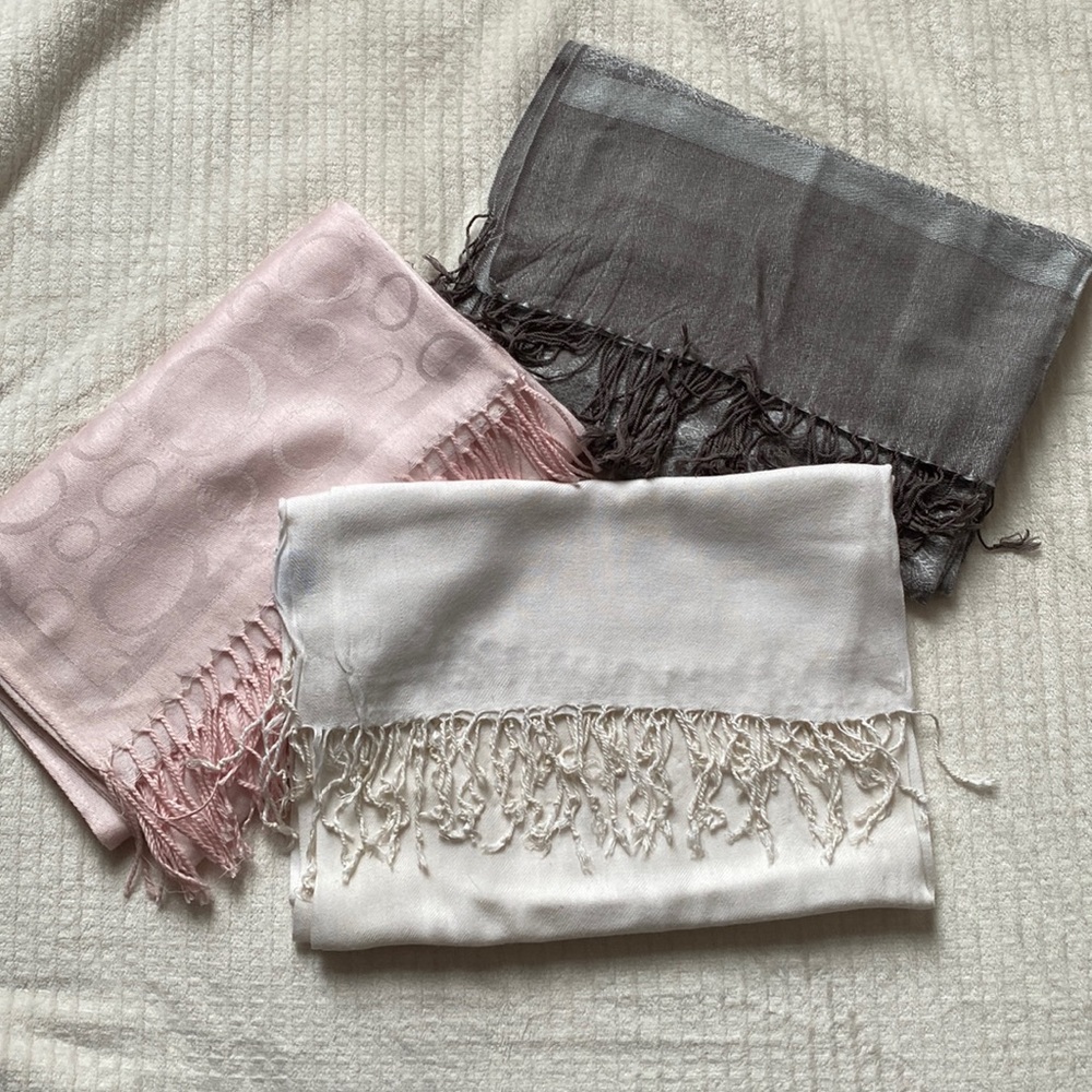 assortment of large scarves.